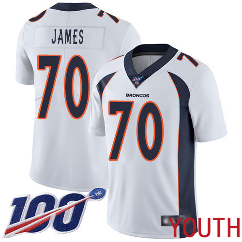Youth Denver Broncos #70 Ja Wuan James White Vapor Untouchable Limited Player 100th Season Football NFL Jersey->denver broncos->NFL Jersey